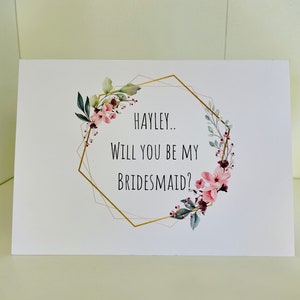 Will You Be My Bridesmaid Karte & Umschlag/ verschiedene Rollen verfügbar. Personalisierte Karte