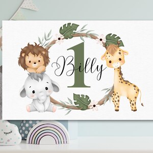 Cartão de primeiro aniversário, aniversário com tema de animais, cartão personalizado, aniversário de filho, aniversário de sobrinho, aniversário de neto, cartão de aniversário, safari