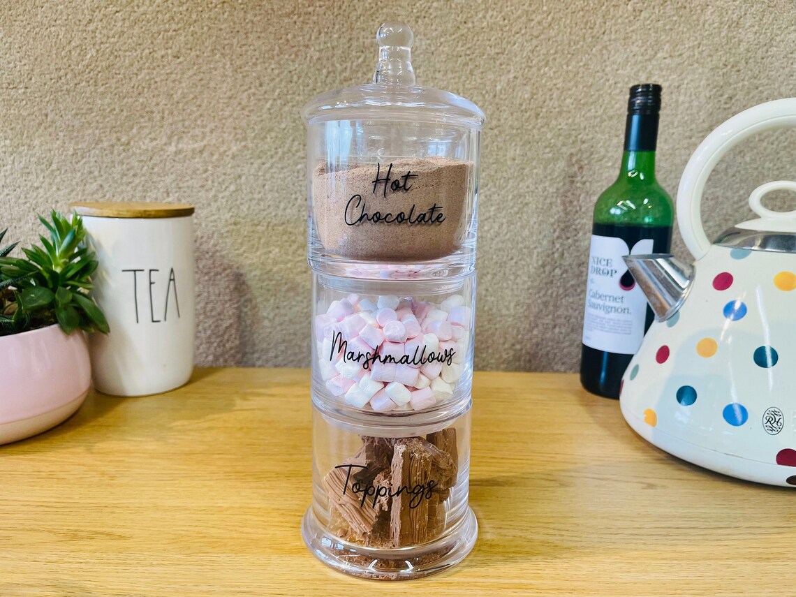 Glass Stack Tea Coffee Sugar Canisters with Customized option