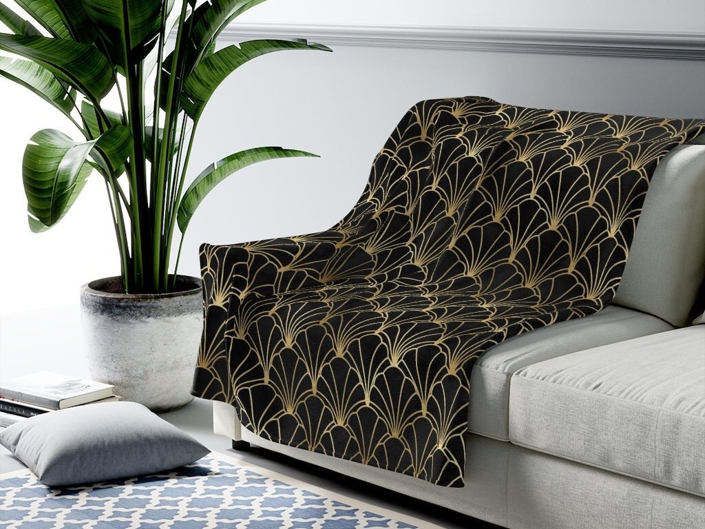 Velveteen Plush Blanket Art Deco Blanket Art Deco Throw Etsy