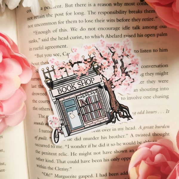Pastel Spring Bookshop Waterproof Sticker | Water Bottle | Kindle E-reader | Journal | Cart | Bookish Gift