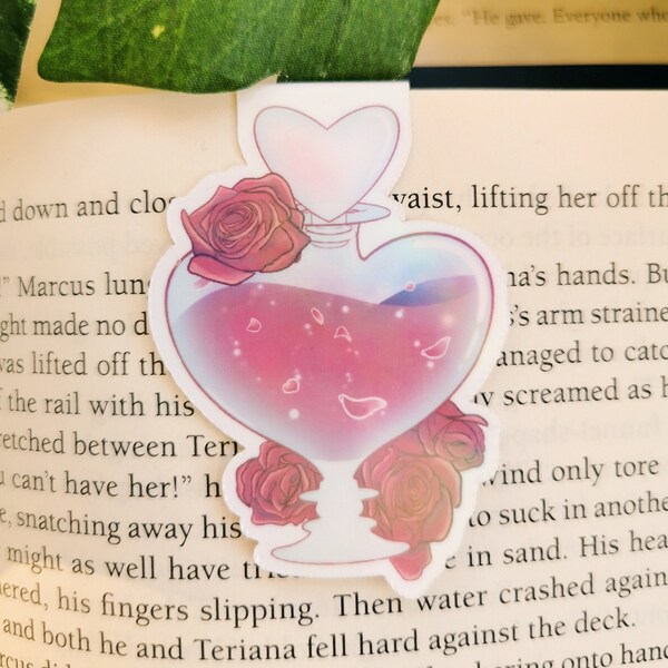 Love Potion Magnetic Bookmark | Romance Reader | Holographic | Bookish | Roses | Library Gift | Planner