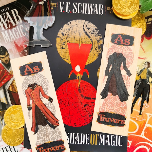 A Darker Shade of Magic Woodmark | ADSOM Bookmark | Kell Maresh | Lila Bard | Illustrated Bookmarks | Bookish gifts | Fantasy Book | Books