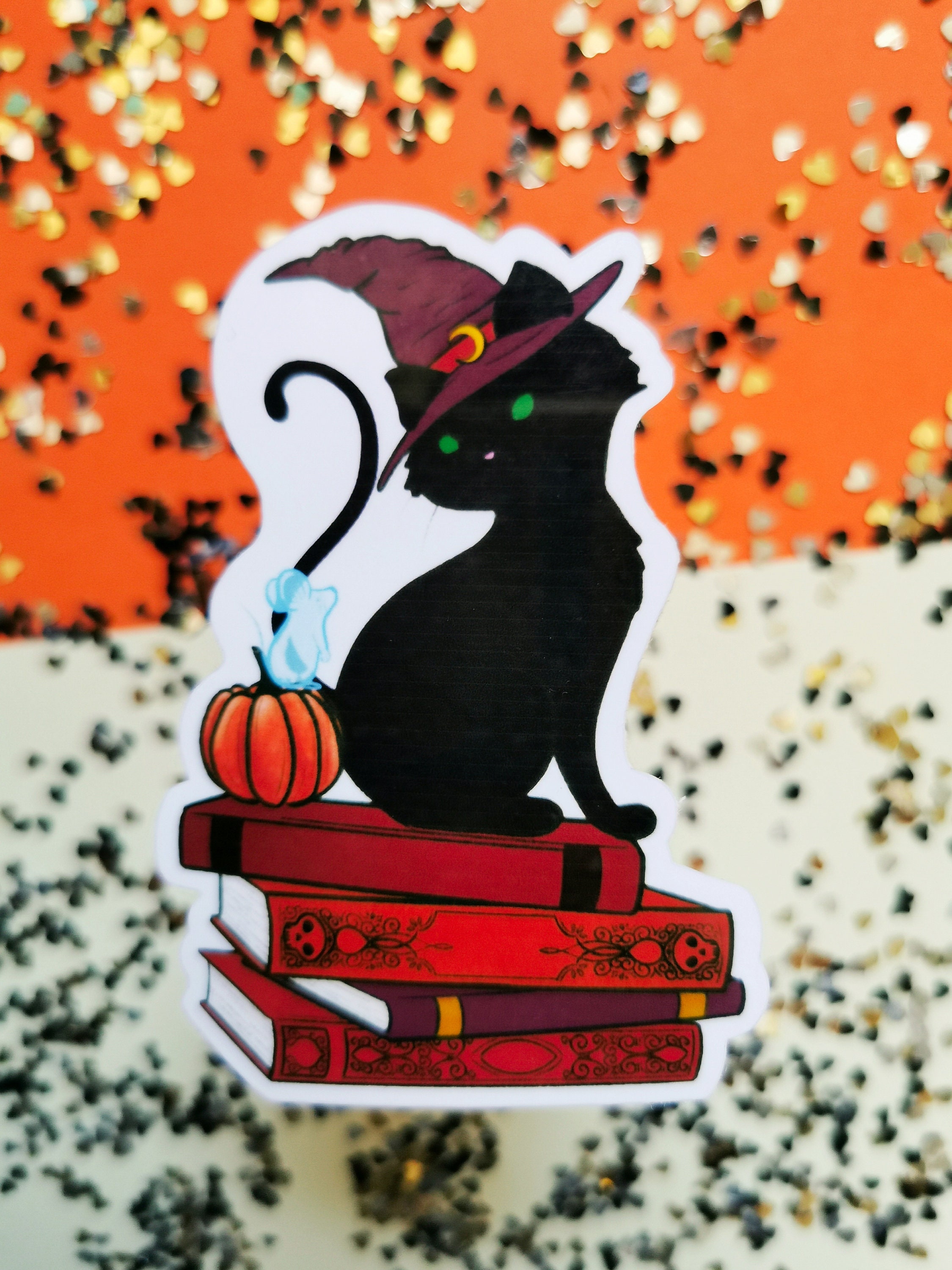 Cat Witch Waterproof Vinyl Sticker | Halloween | Spooky Ghost | Autumn ...