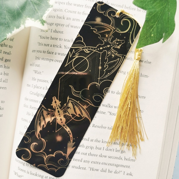 Golden Dragon Metal Bookmark | Gold Aluminium | Tassel | Dragon Art Metalmark