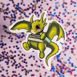 かわいいファンタジー読書ドラゴンビニールステッカー | ドラゴン読書仲間デザイン 1 | Kindle E リーダーケース