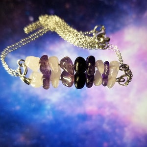 Self-Love Promoting Empath protection necklace Amethyst, rose quartz, obsidian bar necklace boho hippie minimalist necklace self love gift
