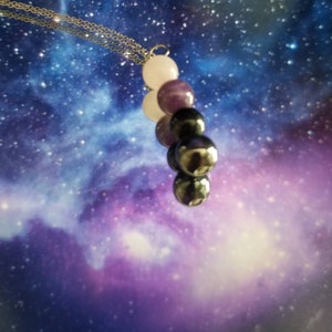 Self-Love Promoting Empath protection necklace Amethyst, rose quartz, black tourmaline & hematite drop pendant on necklace 18 in boho hippie