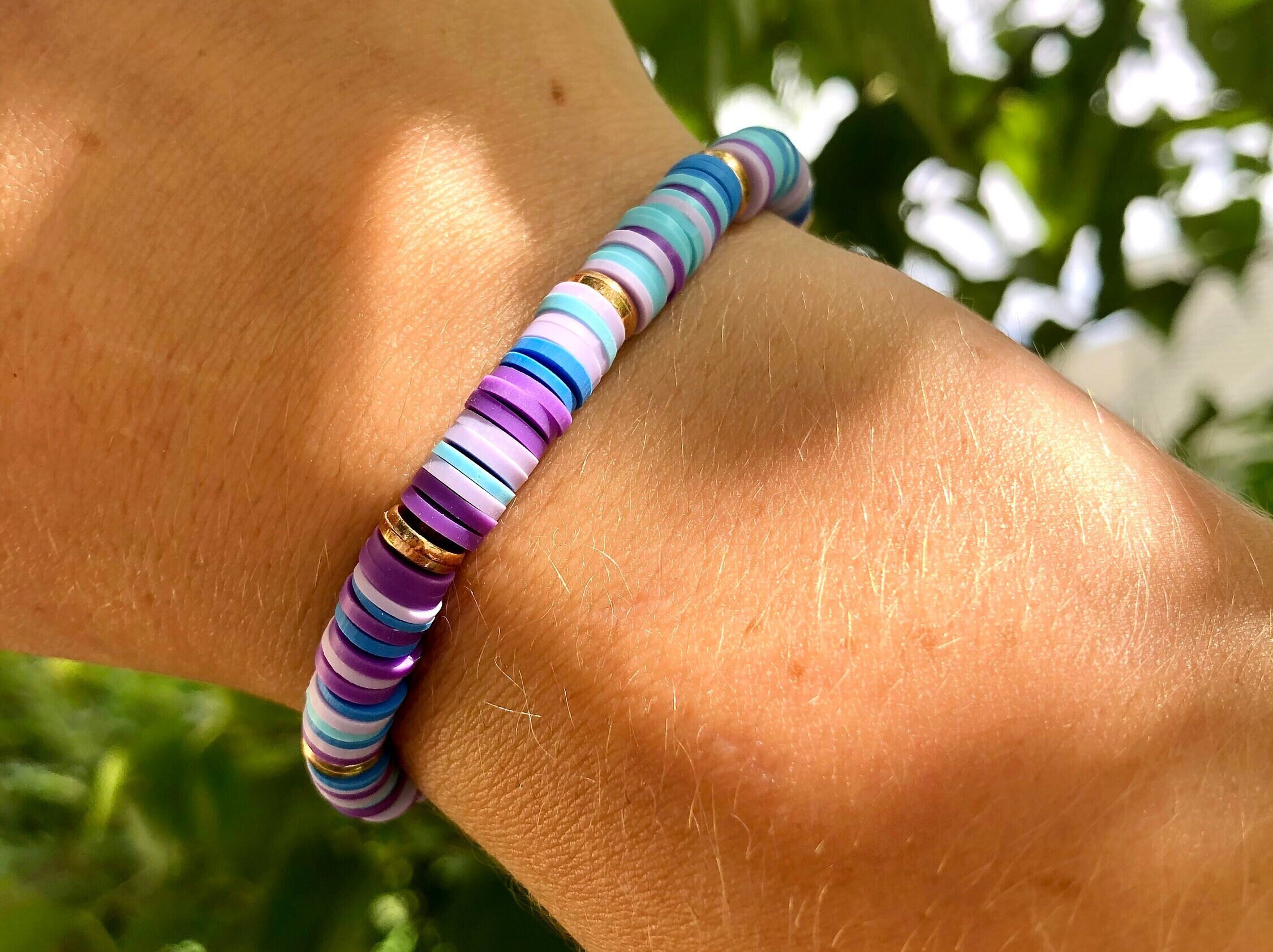 Cool Colors Rubber Heshi-Style Bead Stretchy Bracelet | Handmade Jewelry by  The Willows And Co.