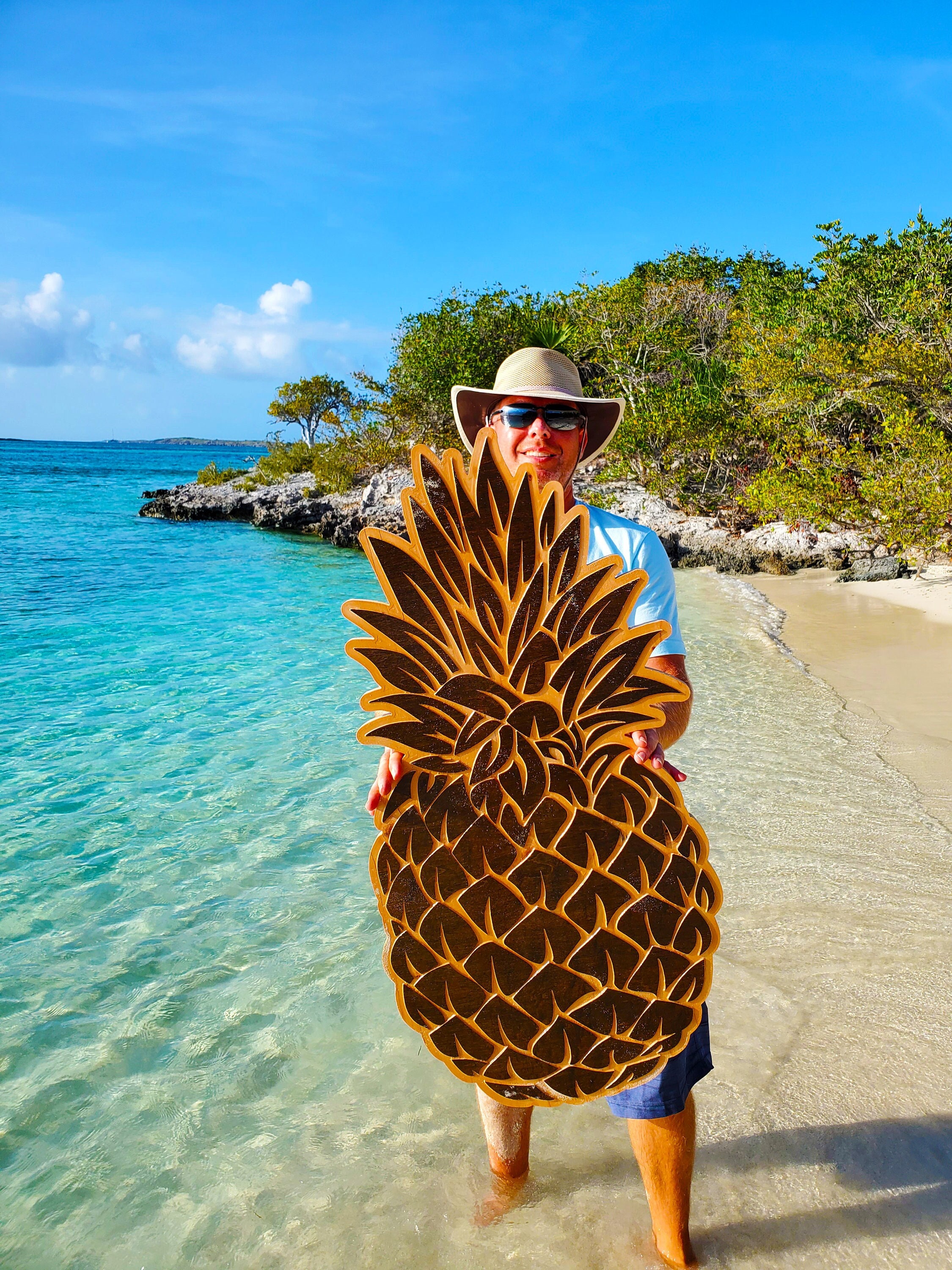 PINEAPPLE Carved Out of Stained Wood Perfect Pineapple to Etsy