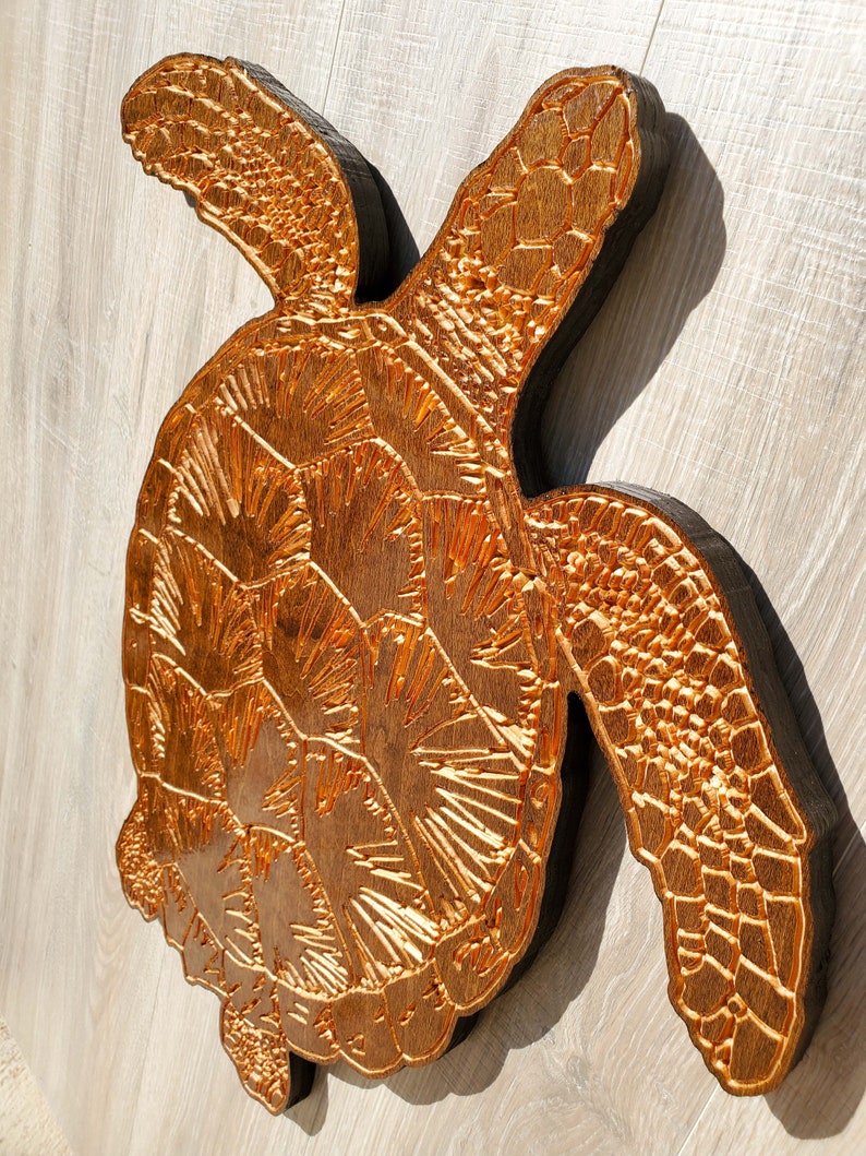 Sea Turtle Wood Carving Wall Art Decoration. BABY Sea Turtle | Etsy