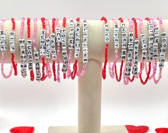 Valentine’s Day Bracelet | Dirty Humor Gift | Funny Valentines Gift | NSFW Gift | Gift for Girlfriend | Gift for Boyfriend | Raunchy Gift