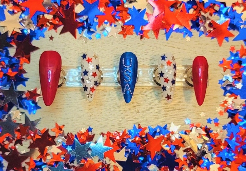 USA 4th of July Press on Nails/Red, White & Blue Press on Nails/Patriotic Press on Nails/Fourth of July Press on Nails/USA Press on Nails image 5