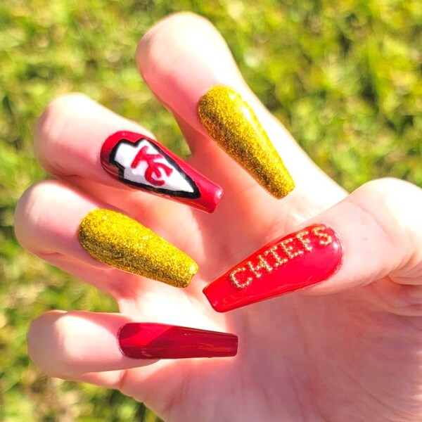 Kansas City Chiefs Nail Art Etsy