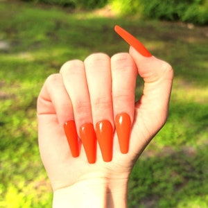 Orange Press on Nails/Orange Nails/Basic Press On Nails/Simple Nails/Any Nail Shape/Basic Orange Press on Nails/Simple Press on Nails