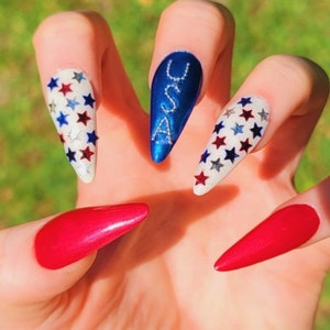 USA 4th of July Press on Nails/Red, White & Blue Press on Nails/Patriotic Press on Nails/Fourth of July Press on Nails/USA Press on Nails
