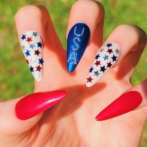 USA 4th of July Press on Nails/Red, White & Blue Press on Nails/Patriotic Press on Nails/Fourth of July Press on Nails/USA Press on Nails