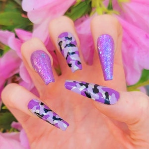 Purple Camo Press on Nails/Camouflage Nails/Purple Press on Nails/Purple Camouflage Press on Nails/Camouflage Press on Nails/Any Shape Nails