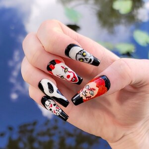 Evil Villains Press on Nails/Halloween Press on Nails/Halloween Nails/Chucky Nails/Pennywise Nails/Scream Nails/Jason Nails/Nun Nails