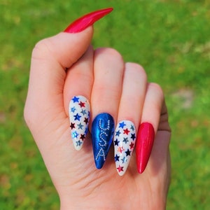 USA 4th of July Press on Nails/Red, White & Blue Press on Nails/Patriotic Press on Nails/Fourth of July Press on Nails/USA Press on Nails image 4