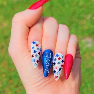 USA 4th of July Press on Nails/Red, White & Blue Press on Nails/Patriotic Press on Nails/Fourth of July Press on Nails/USA Press on Nails image 2