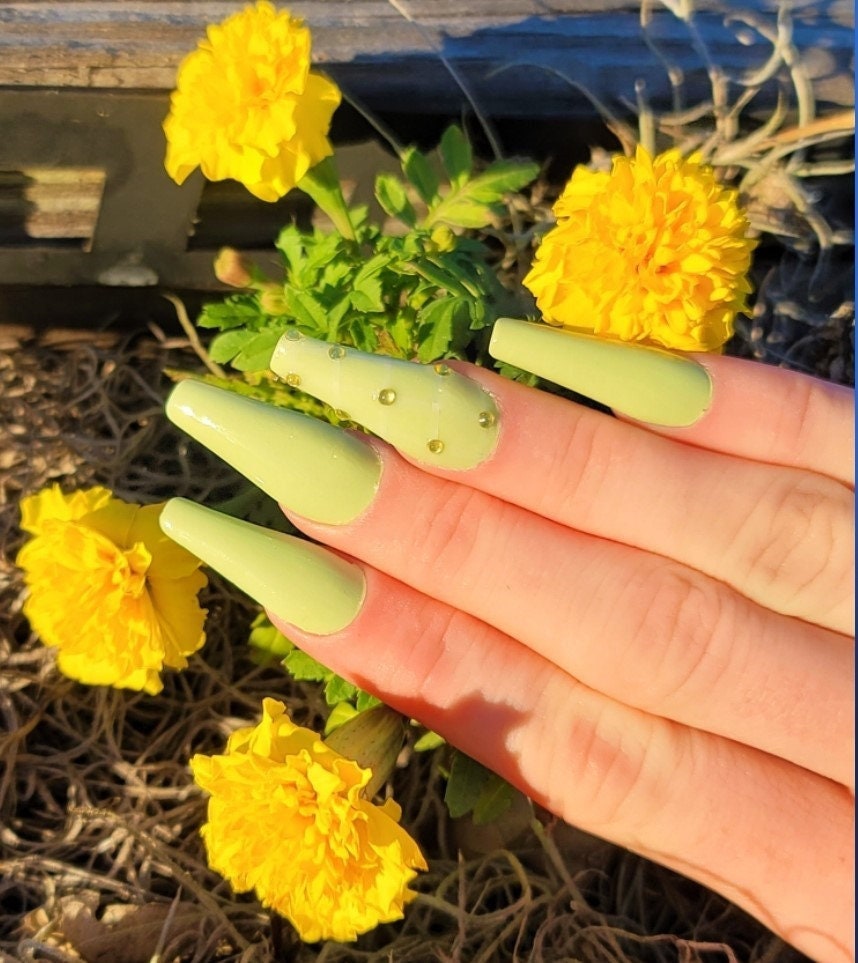 Mint Green Acrylic Nails Design - Etsy