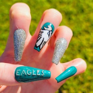 Eagles Football Press on Nails/Eagles Football Nails/Eagles Press on Nails/Eagles Nails/Football Press on Nails/Football Nails/Blue Nails