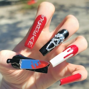 Halloween Scream-pers op nagels/Halloween Scream-nagels/Spooky Press op nagels/Spooky Nails/Halloween Press on Nails/Halloweennagels/Horror