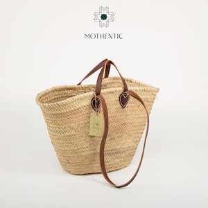 Mothentic Natural Basket Lang Double Flat Henkel Leder