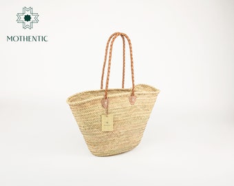 Mothentic Natural Baskets Braid Long Handle Leer