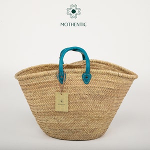 Mothentic Natural Basket Blue Handle Leather