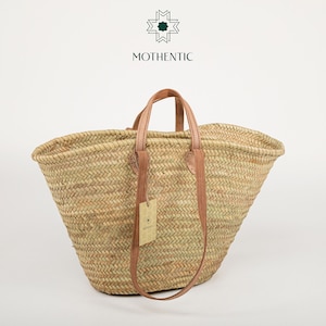 Mothentic Natural Basket Lang Double Flat Henkel Leder