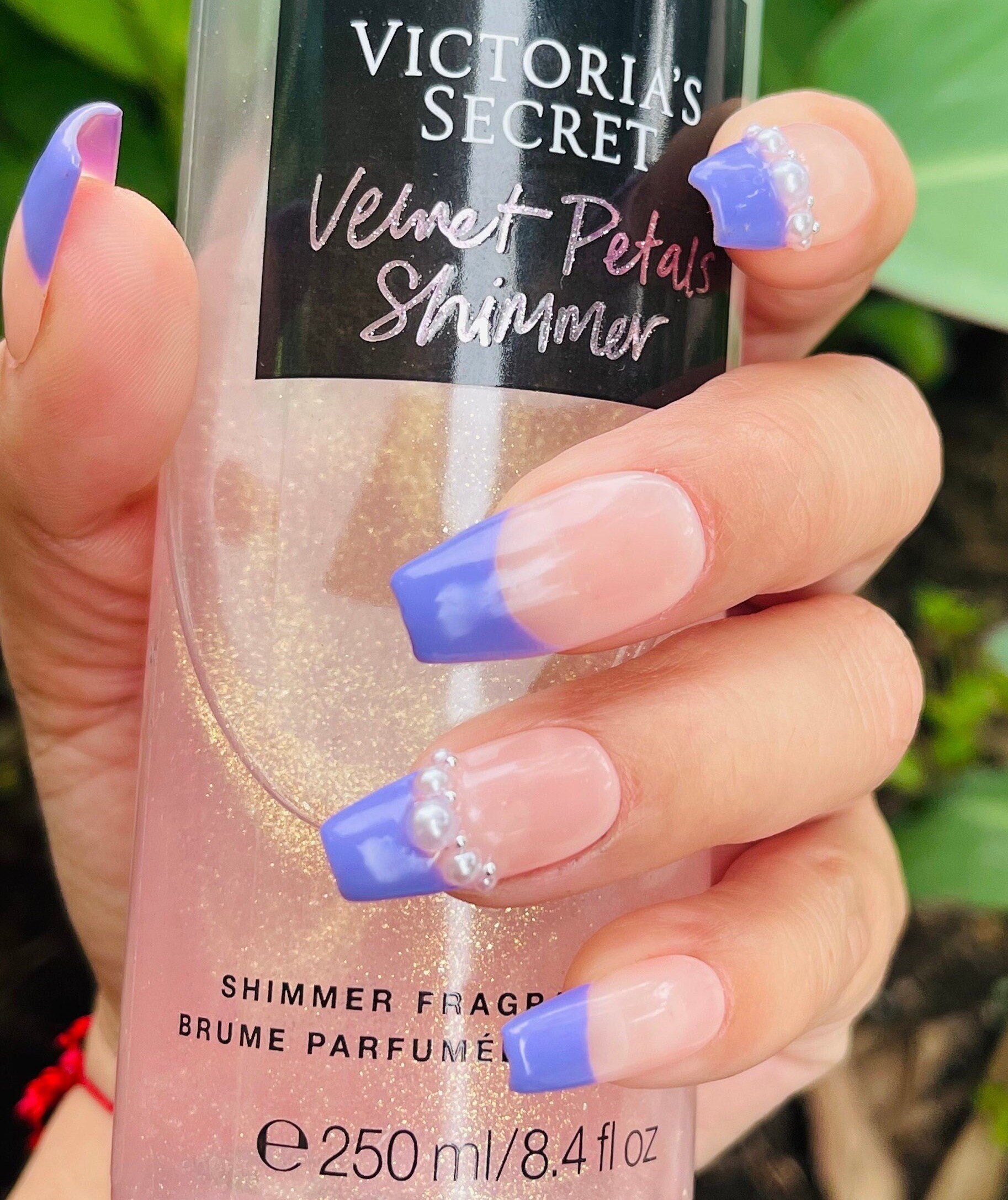 Periwinkle Purple Pearl French Tip Press on Nails - Etsy