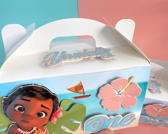 Pudełko na upominki dla dziecka Moana, Pudełko na upominki dla Moana, Dekoracja na przyjęcie Moana, Przyjęcie urodzinowe Moana, Dekoracja z motywem księżniczek Disneya, Księżniczka Moana