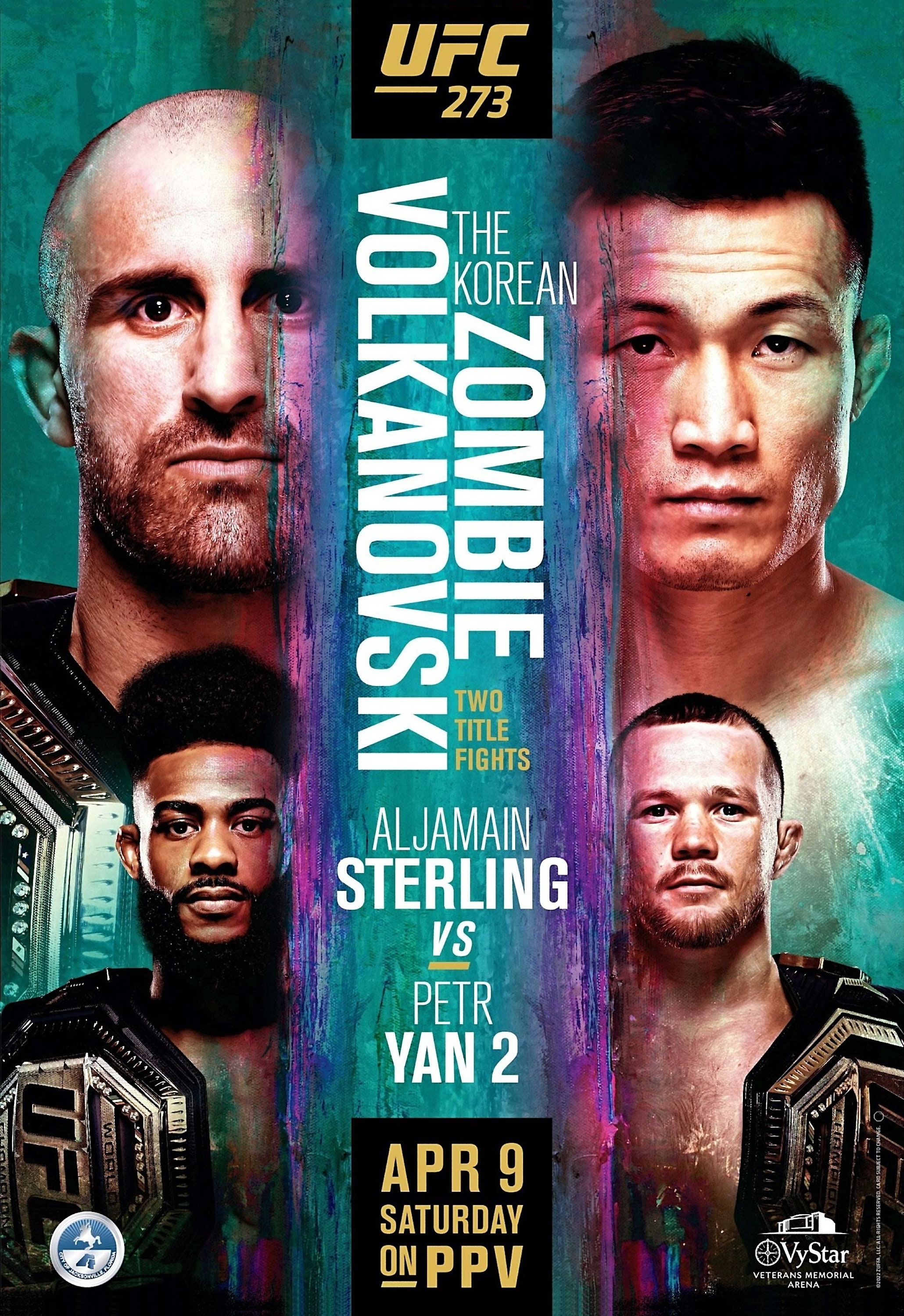 UFC 273 Fight Poster Framed Volkanovski Vs Korean Zombie