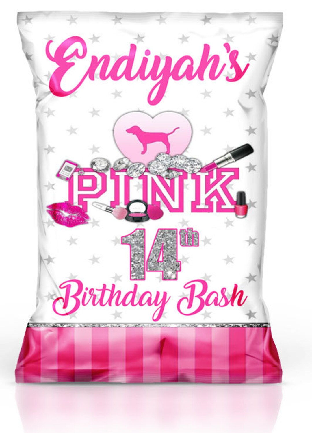 Pink Themed Chip Bags Love Pink Chip Bags Pink Party Favors Etsy
