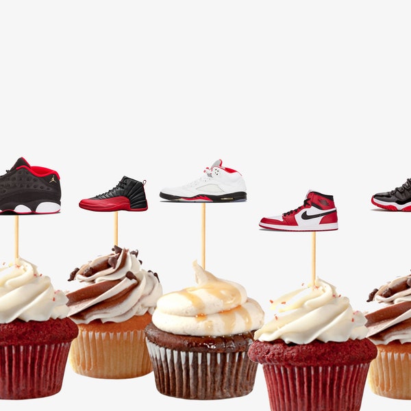 Airman cupcake toppers, Jumpman cupcake toppers, Shoe cupcake toppers, Sneaker cupcake toppers