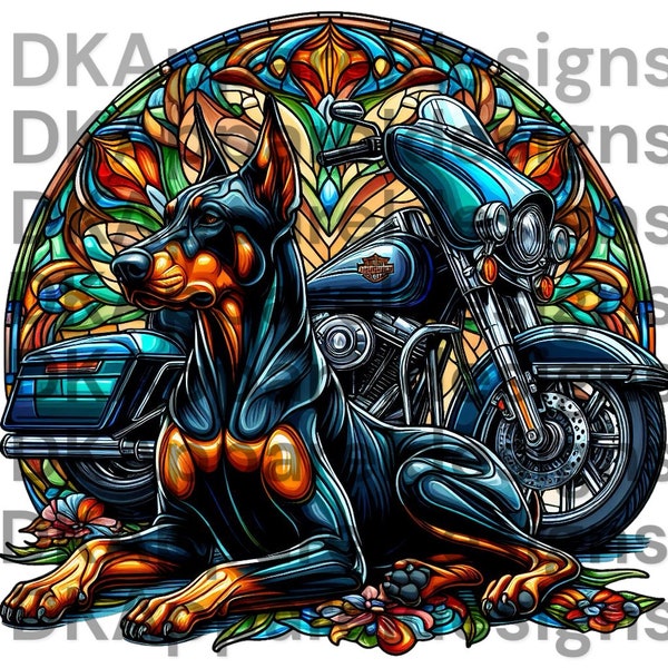 Stained glass Doberman PNG