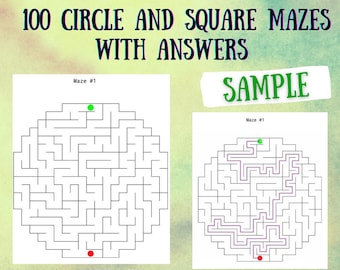 Fun and Challenging Mazes for kids Activities, 100 Mazes and Solutions, 200 pages in total, digital download printable worksheets workbook