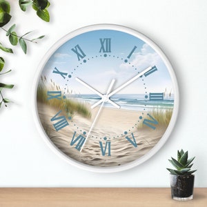 Clock For Lake House, Lake Wall Clock, Beach Decor, Silent Wall Clock, Beach Grass Clock, Lake House Decor, Housewarming Gift For Lake House
