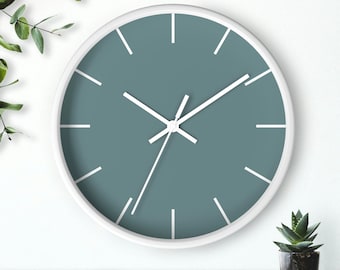 Dusty Blue Wall Clock, Modern Simple Design Clock