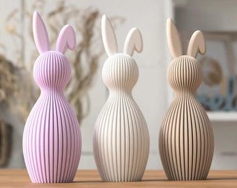 Modern 3D-Printed Bunny Japandi Inspired w/ Folded Ear Decoration | Easter Gifts | Home Decor
