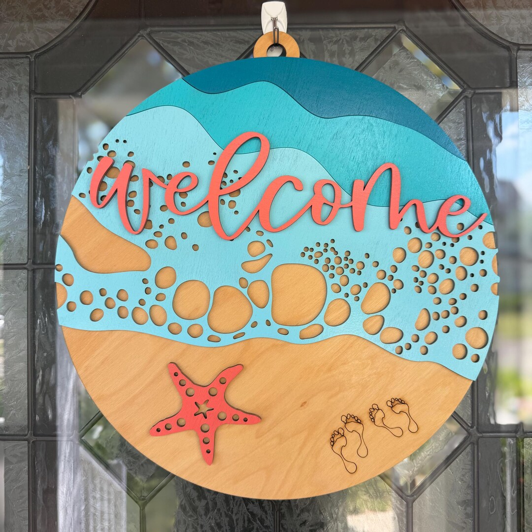 Ocean Welcome Door Hanger | Beach House Porch Decor - Etsy