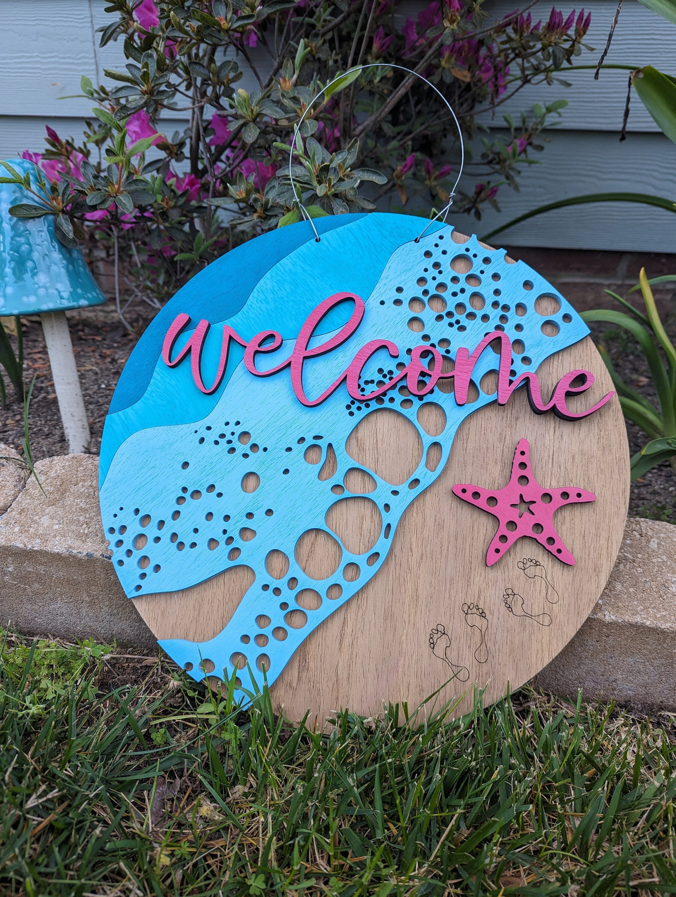 Ocean Welcome Door Hanger | Beach House Porch Decor - Etsy