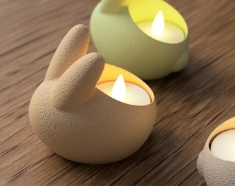 Modern 3D-Printed Easter Bunny Tea Light Holder 3 Pack