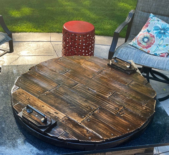 Outdoor Wood Farmhouse Fire Pit Table - Etsy