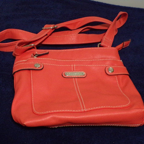 Rosetti Coral & Silver Crossbody 3 Zipper Purse