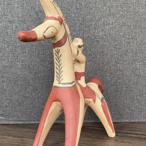 Vintage Ceramic Horse and Rider Statue Etruscan Greek Style