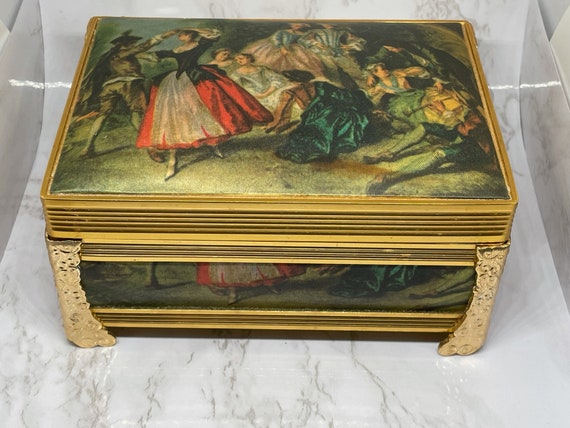 ミュージシャン SOPHIA JEW BOX Vintage Schmid Brothers Jewelry Box Music Box Satin Portrait