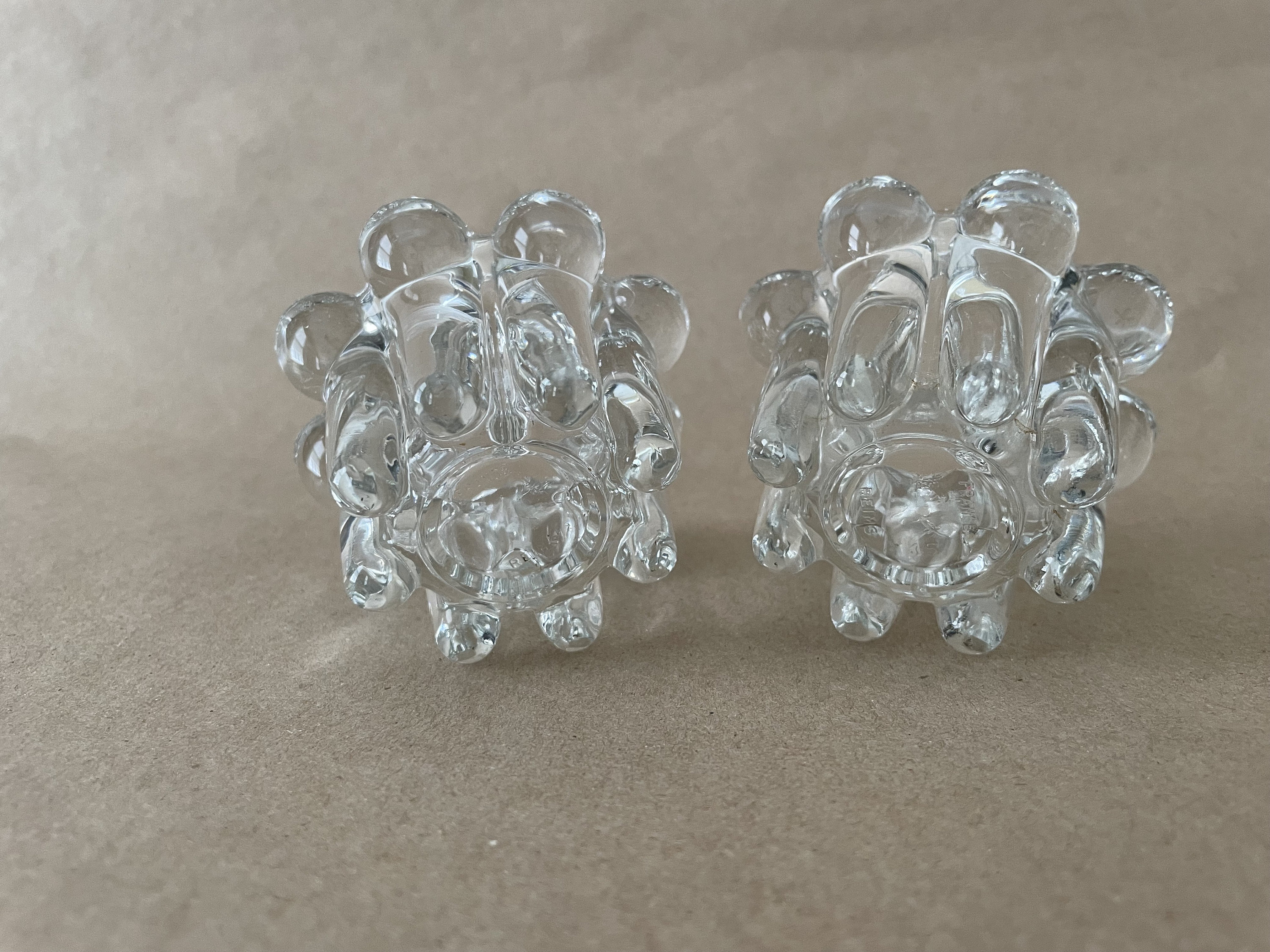 Vintage Reims Bubble Glass Candle Holder Set Made in France Etsy